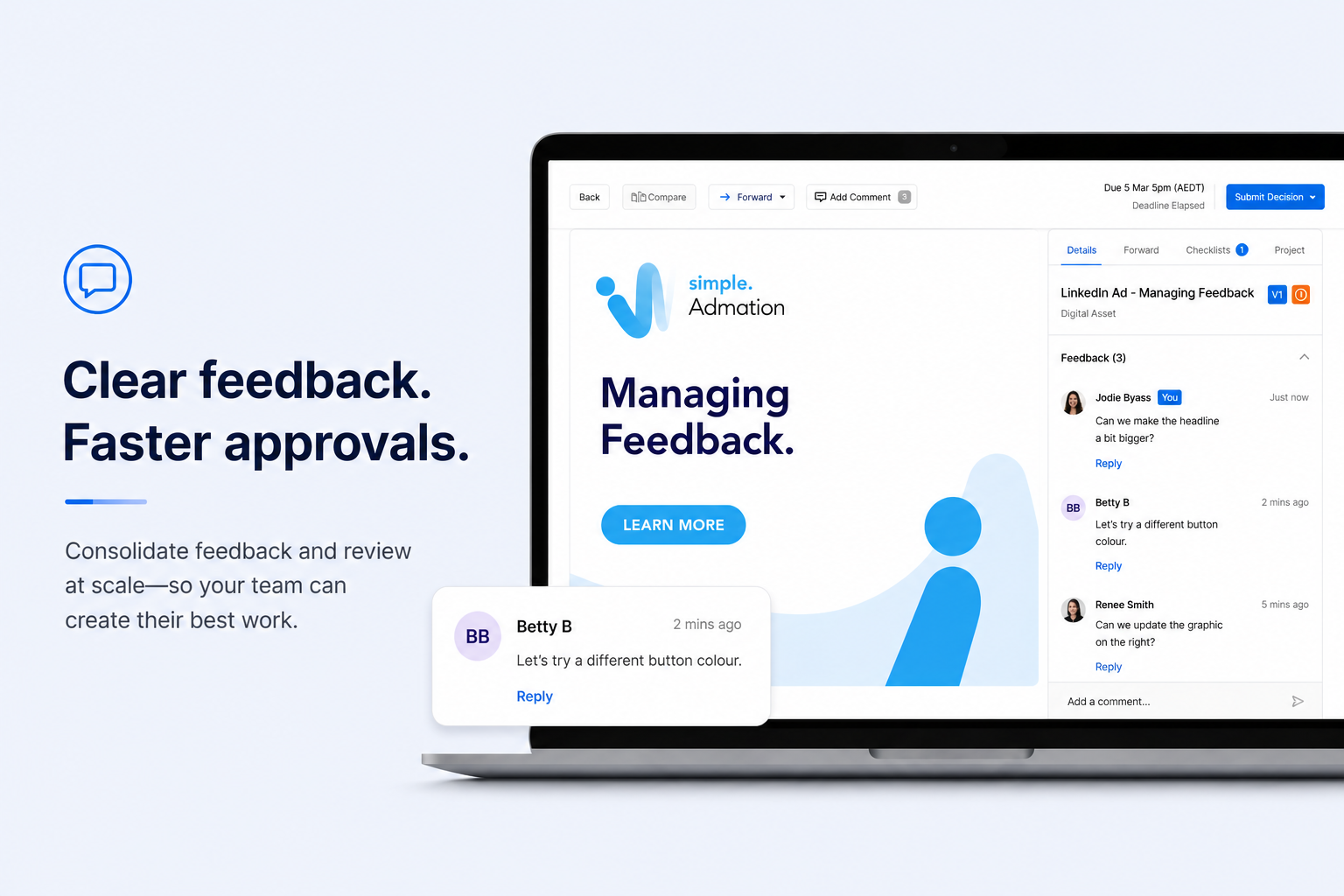 Manage feedback on creative projects and marketing content