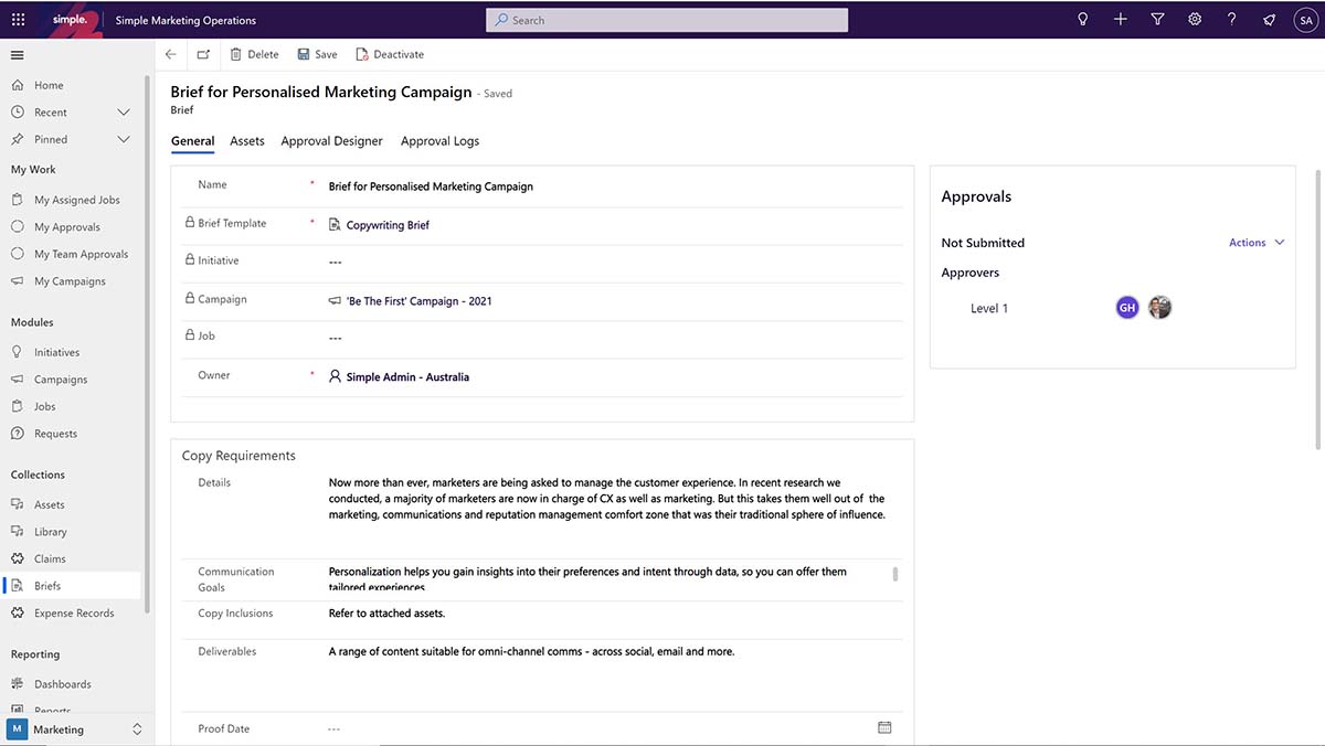 Templates to improve briefing standards